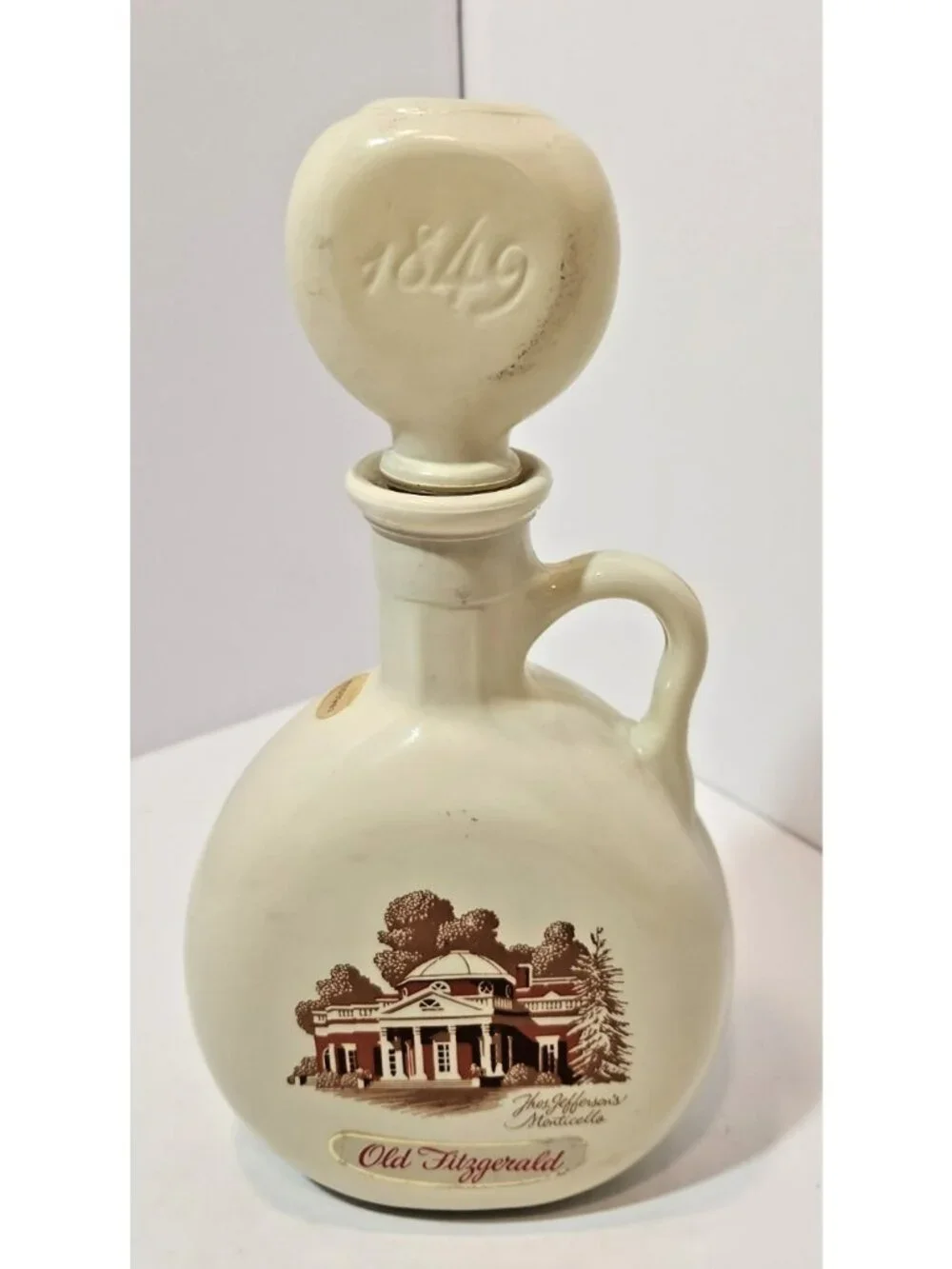 Vintage Old Fitzgerald 1849 Jefferson Monticello Decanter Bourbon Whiskey Bottle